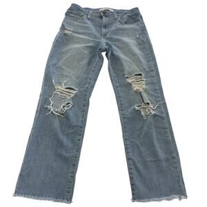 Joes Jeans Womens 27 Blue High Rise Straight Crop Distressed Ripped Denim Pants